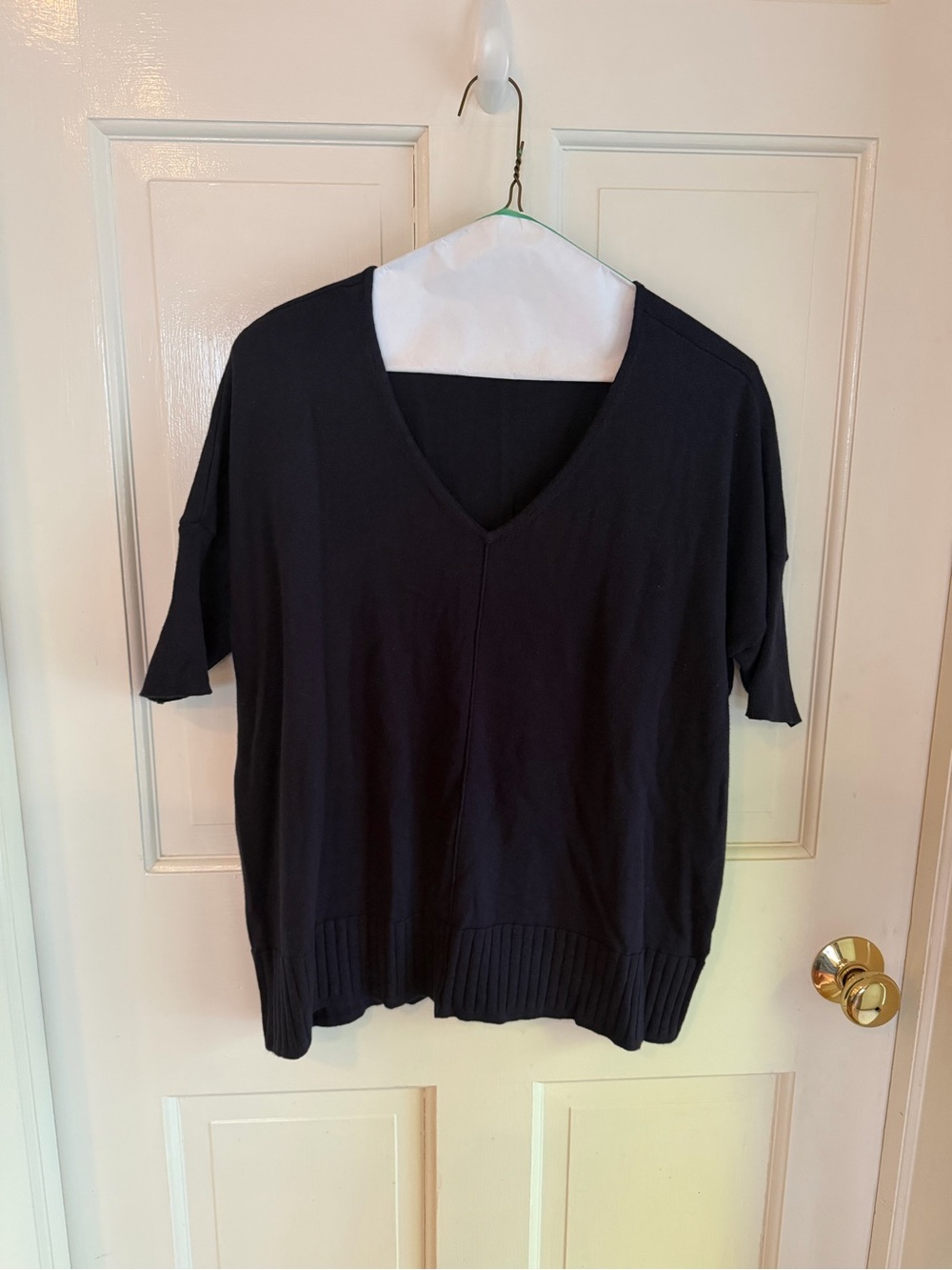Lilla P Black V Neck Short Sleeve Top XS Cotton Modal